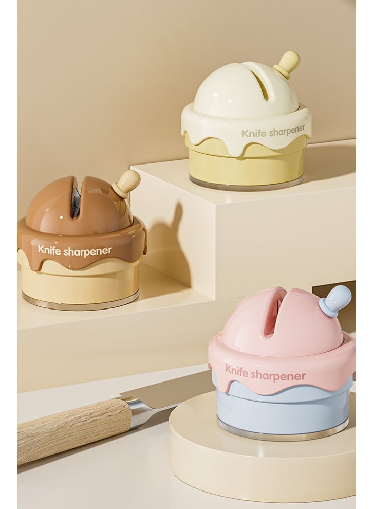 Professional Manual Knife & Scissor Sharpener with Suction Base - 4-in-1 Ceramic Wheel Sharpening for Home Kitchen - Image 2